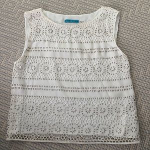 Alice + Olivia 100% silk top with silver beading